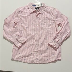 OshKosh Boys Pinstripe Poplin Button Front Shirt Size 10/12